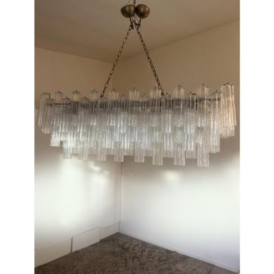 Contemporary Luxury Rectangular Tronchi Murano Glass Burnished Chandelier