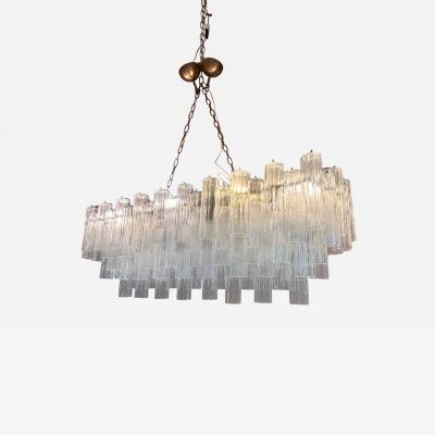 Contemporary Luxury Rectangular Tronchi Murano Glass Burnished Chandelier