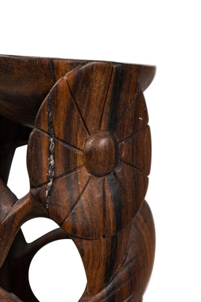 Contemporary Makonde Style Hand Carved Wooden Sculpture on a Base