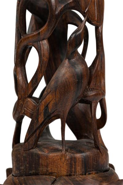 Contemporary Makonde Style Hand Carved Wooden Sculpture on a Base