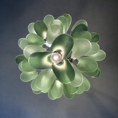 Contemporary Mazzega Style Frosted Green Random Glass Chandelier