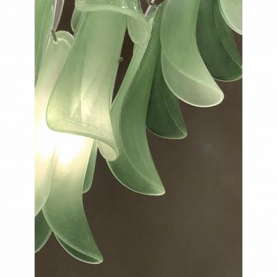 Contemporary Mazzega Style Frosted Green Random Glass Chandelier