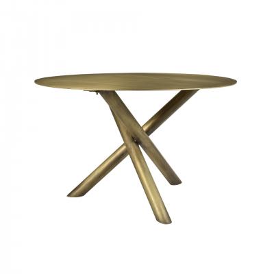 Contemporary Metal Dining Table With Brass Finish