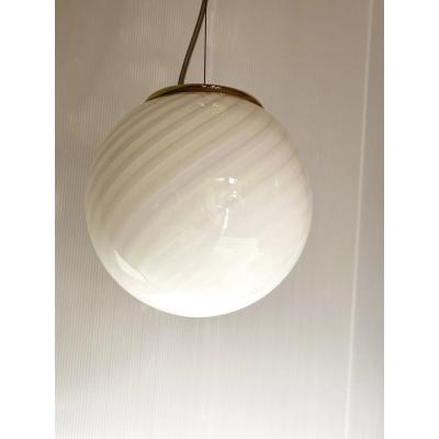 Contemporary Milky White Sphres Murano Glass Pendant Set of 5