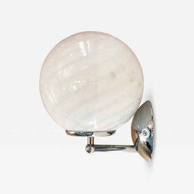 Contemporary Milky White Swirl Murano Glass Wall Sconce
