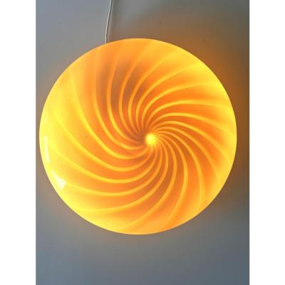 Contemporary Milky White and Beige Swirls Murano Glass Flush Mount Wall Sconce