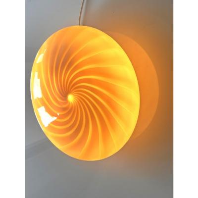 Contemporary Milky White and Beige Swirls Murano Glass Flush Mount Wall Sconce