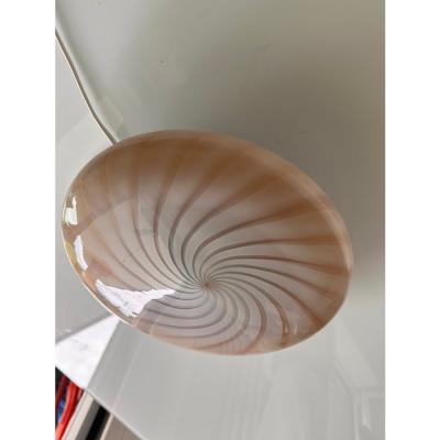 Contemporary Milky White and Beige Swirls Murano Glass Flush Mount Wall Sconce