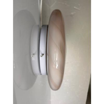 Contemporary Milky White and Beige Swirls Murano Glass Flush Mount Wall Sconce
