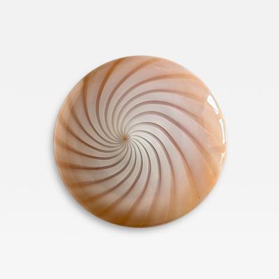 Contemporary Milky White and Beige Swirls Murano Glass Flush Mount Wall Sconce