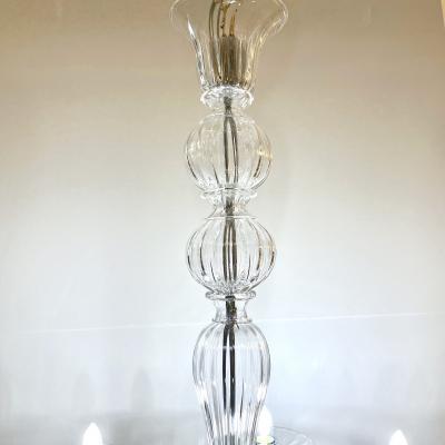 Contemporary Minimalist Italian 8 Arm Crystal Murano Glass Modern Chandelier