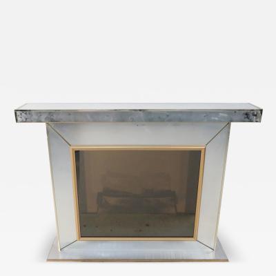 Contemporary Mirror and Gilt Metal Fireplace with Infinity Mirror Interior