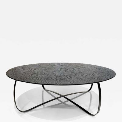 Contemporary Missoni Holly Etched Glass Coffee Table