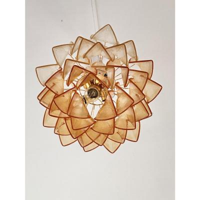 Contemporary Modern Amber Rondini Murano Glass Chandelier