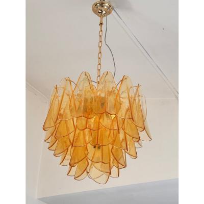 Contemporary Modern Amber Rondini Murano Glass Chandelier
