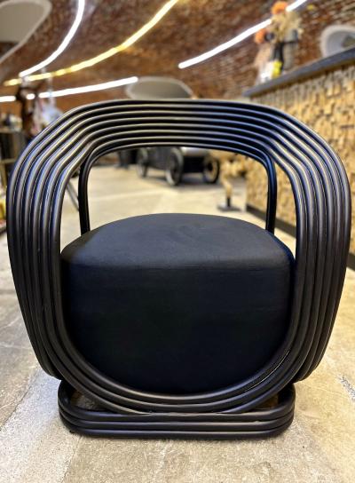 Contemporary Modern Black Bamboo Bentwood Armchair or Lounge Chair IDN 2023