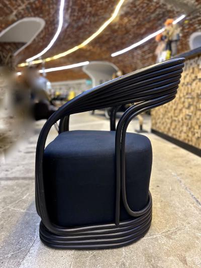 Contemporary Modern Black Bamboo Bentwood Armchair or Lounge Chair IDN 2023