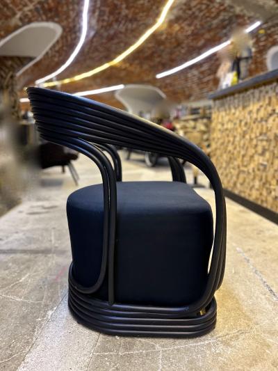 Contemporary Modern Black Bamboo Bentwood Armchair or Lounge Chair IDN 2023