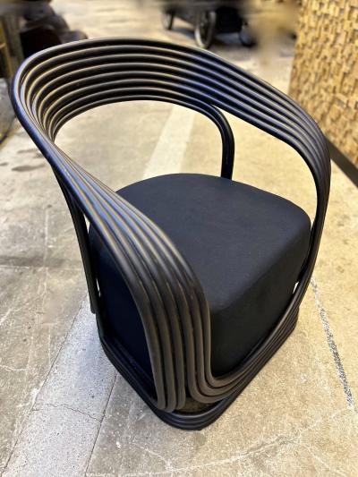 Contemporary Modern Black Bamboo Bentwood Armchair or Lounge Chair IDN 2023