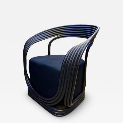 Contemporary Modern Black Bamboo Bentwood Armchair or Lounge Chair IDN 2023