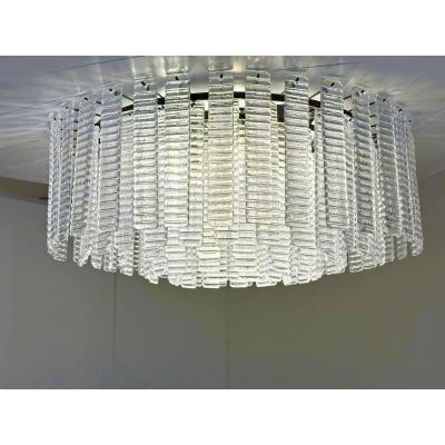 Contemporary Modern Clear Strips Listelli Murano Glass Burnish Flush Mount