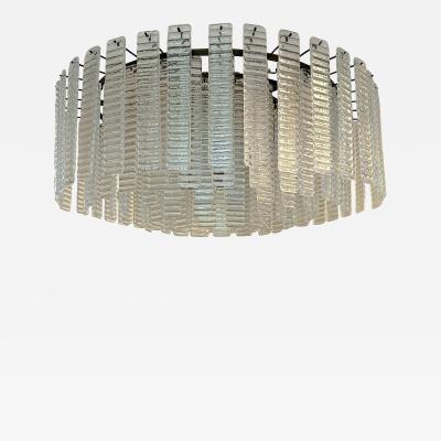 Contemporary Modern Clear Strips Listelli Murano Glass Burnish Flush Mount