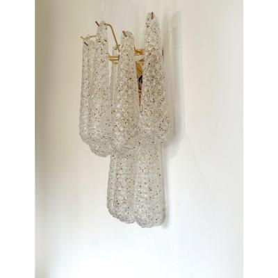 Contemporary Modern Conchiglie Murano Glass Gold Wall Sconce Set of Two