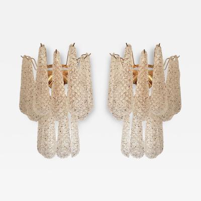 Contemporary Modern Conchiglie Murano Glass Gold Wall Sconce Set of Two