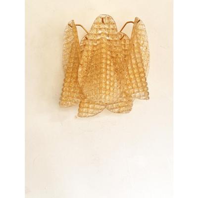 Contemporary Modern Gold Granigli Rondini Murano Wall sconces Set of 2