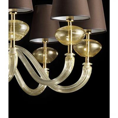 Contemporary Modern Gold Murano Glass Chandelier