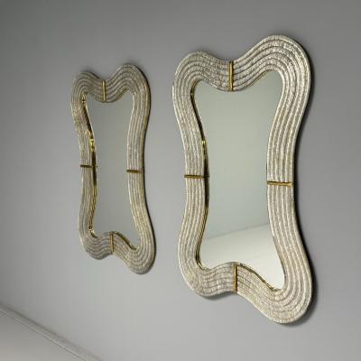 Contemporary Modern Italian Wall Mirrors Murano Glass Silver Leaf Brass