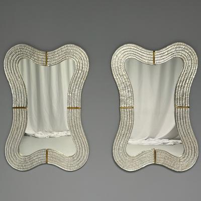 Contemporary Modern Italian Wall Mirrors Murano Glass Silver Leaf Brass