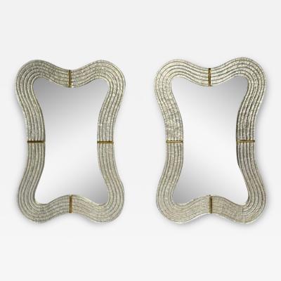 Contemporary Modern Italian Wall Mirrors Murano Glass Silver Leaf Brass