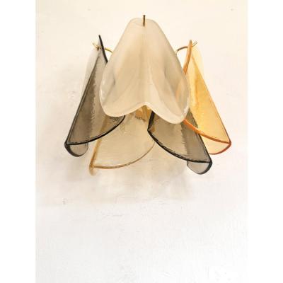 Contemporary Modern Multicolor Amber Rondini Murano Wall Sconces Set of Two