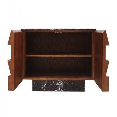 Contemporary Modern Pair of Sideboards in Wood and Burgundy Marble Top Italy