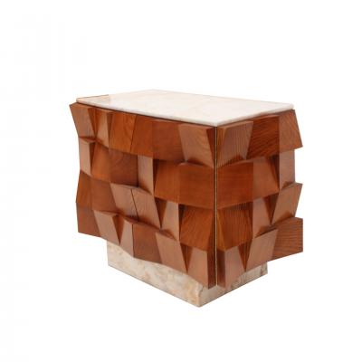 Contemporary Modern Pair of Sideboards in Wood and Siena Marble Top Italy