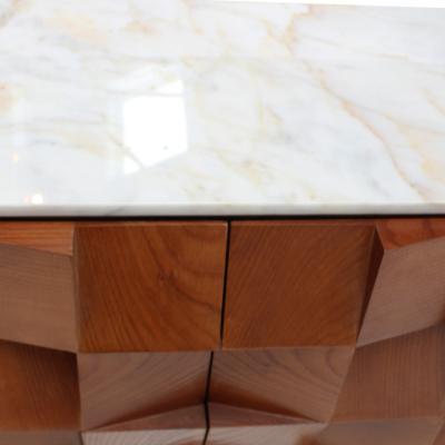 Contemporary Modern Pair of Sideboards in Wood and Siena Marble Top Italy