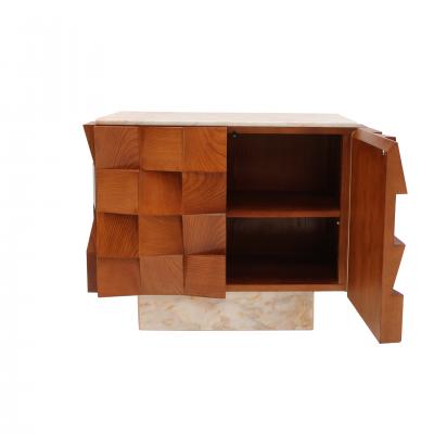 Contemporary Modern Pair of Sideboards in Wood and Siena Marble Top Italy