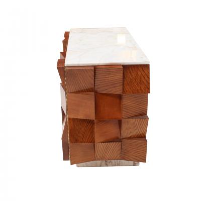 Contemporary Modern Pair of Sideboards in Wood and Siena Marble Top Italy