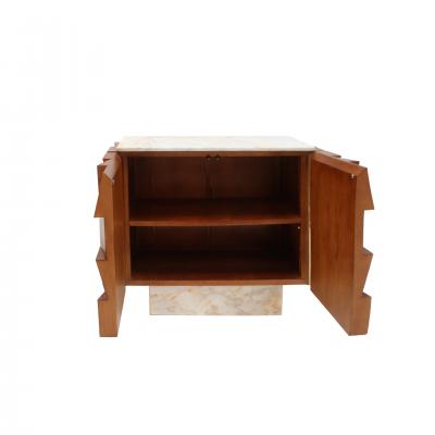 Contemporary Modern Pair of Sideboards in Wood and Siena Marble Top Italy
