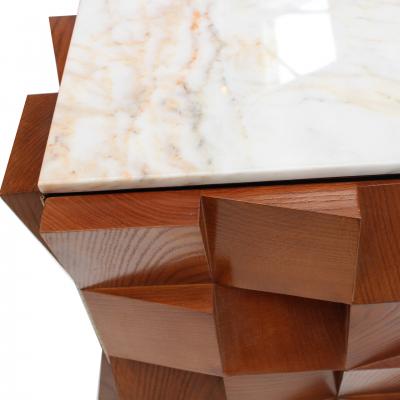 Contemporary Modern Pair of Sideboards in Wood and Siena Marble Top Italy