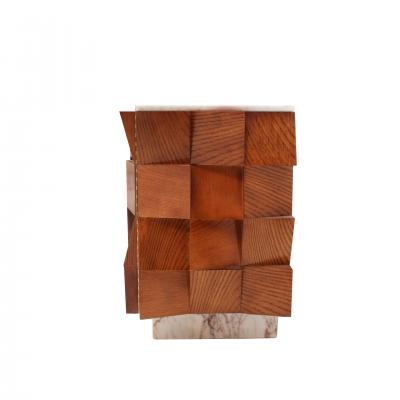 Contemporary Modern Pair of Sideboards in Wood and Siena Marble Top Italy