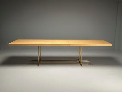 Contemporary Modern Rectangular Dining Table Ashwood Veneer Gilt Metal