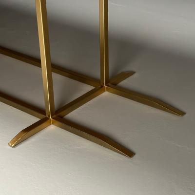 Contemporary Modern Rectangular Dining Table Ashwood Veneer Gilt Metal