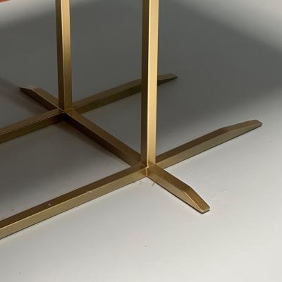 Contemporary Modern Rectangular Dining Table Burlwood Veneer Gilt Metal