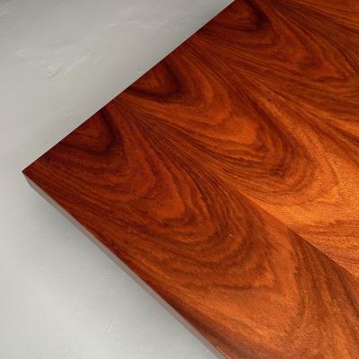 Contemporary Modern Rectangular Dining Table Burlwood Veneer Gilt Metal