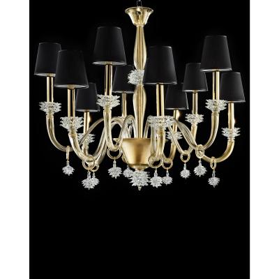 Contemporary Modern Rostrato Gold Murano Glass Chandelier