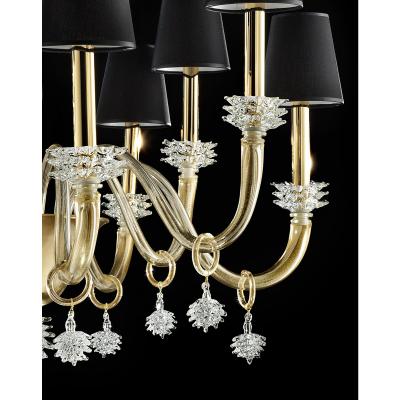 Contemporary Modern Rostrato Gold Murano Glass Chandelier