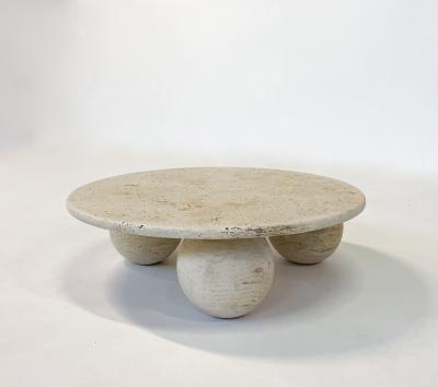 Contemporary Modern Round Travertine Coffee Table