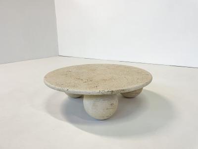 Contemporary Modern Round Travertine Coffee Table